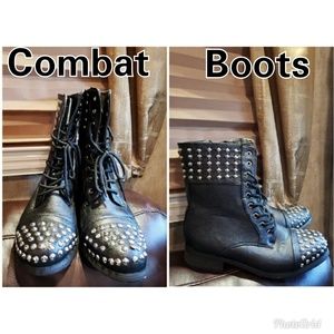 Black Studded Combat Boots Black-Like New-8.5